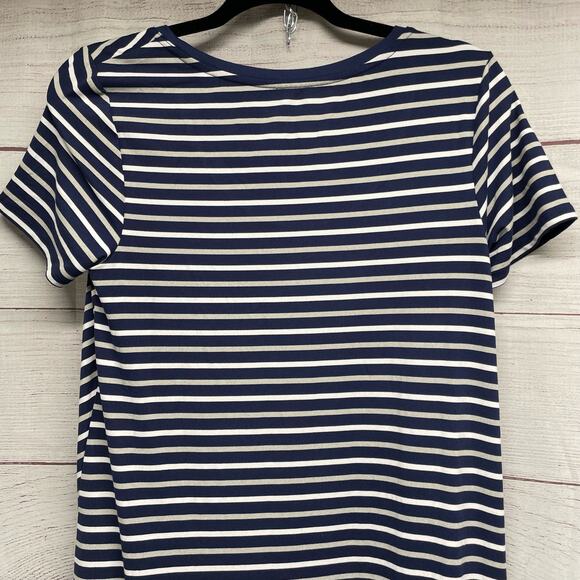 Cuddl Duds Flexwear Maxi Dress navy blue white stripes size S - Picture 10 of 14